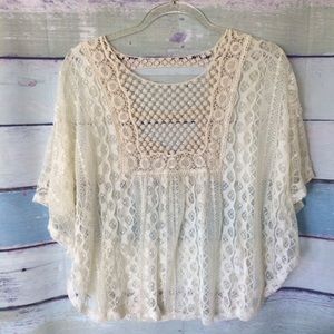 Blu Planet Cream Lace crop top